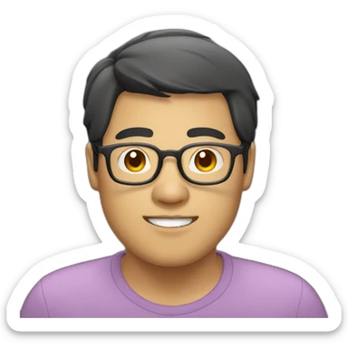 heavy asian guy with neck length hair wearing spectacles sticker