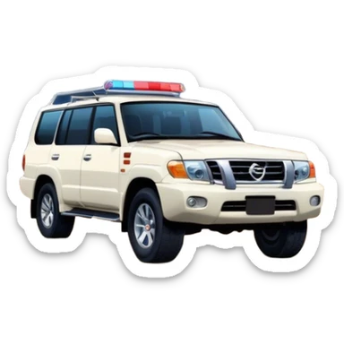 Stars in night desert and Nissan patrol cars behind sticker