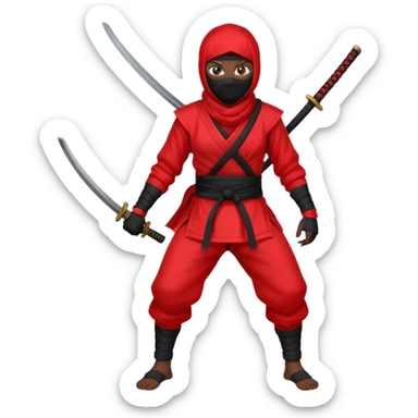 black skin ninja red clothes no weapon full body sticker