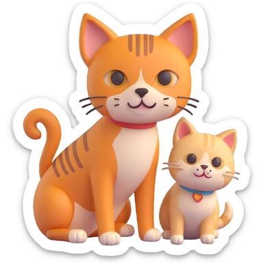 a cat and dogs together sticker