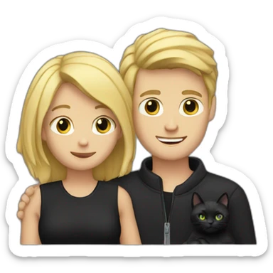 Blonde guy with black cat in arms sticker