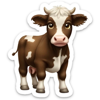 baby brown fuzzy cow sticker