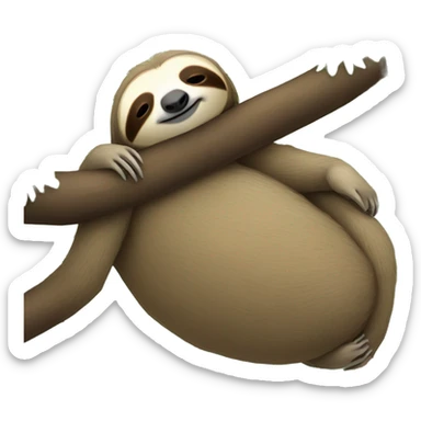 Sloth sleeping on the tree branch using a pillow sticker