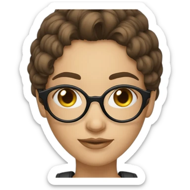 Femme brune cheveux boucles longs avec lunettes rondes sticker