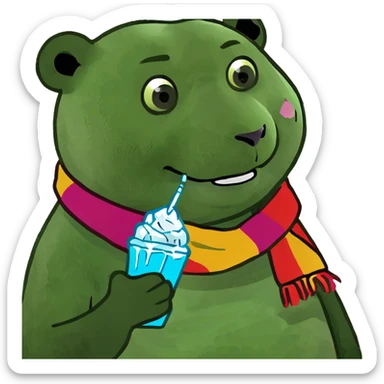 Panda eating ice   sticker