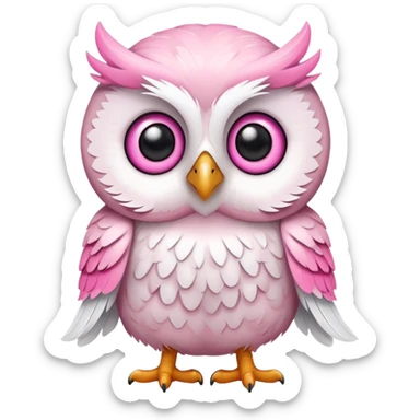 cute baby owl white pink, white eyes sticker