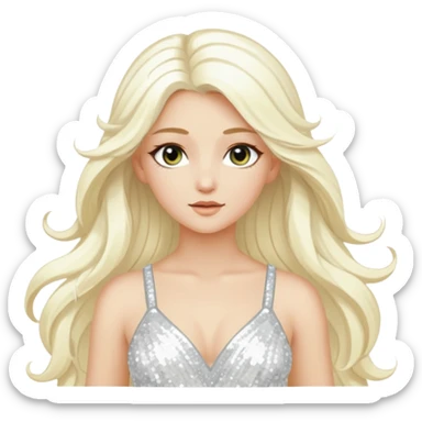 Aura, Goddess of Breeze from Gods and Goddesses with long platinum blonde hair, white sequin outfit sticker