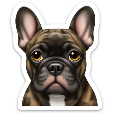 brindle black faced  brindle coat french bulldog sticker