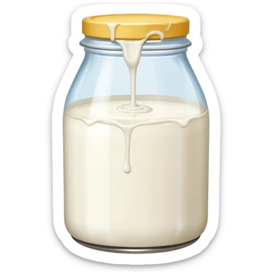 a jar of milk but the top is sticky and its dripping but theres no lit, and also no straw, I WANT IT TO BE VERY VERY MESSY sticker