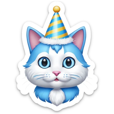 blue cat  with party hats sticker