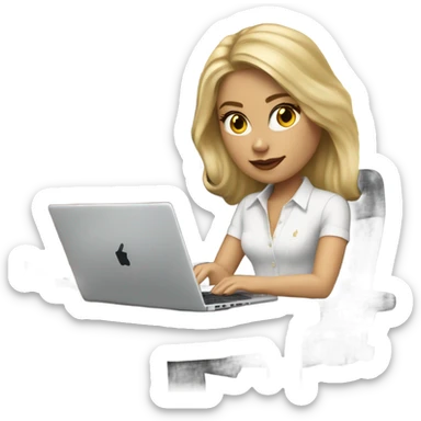 Blonde Ralph lauren women working at desk with lap top sticker