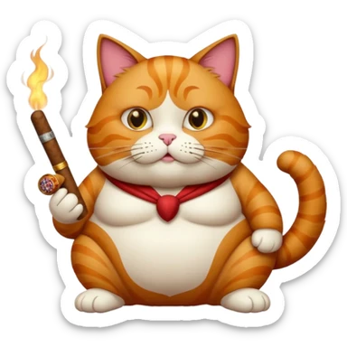 Fat cat and cigar sticker