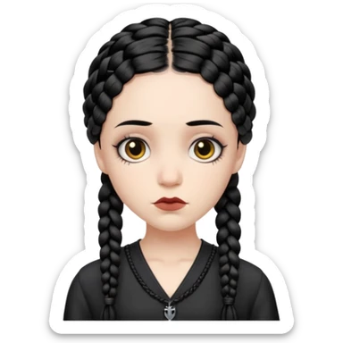 Wednesday with the two braids black sticker