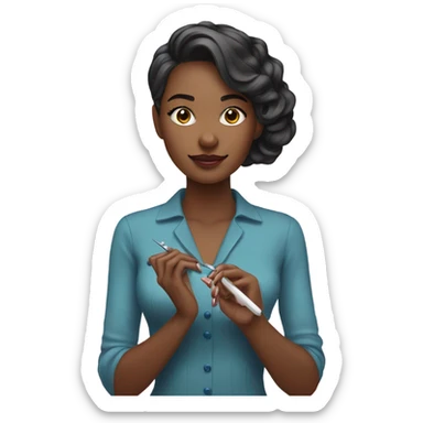 beauty master girl doing manicure sticker