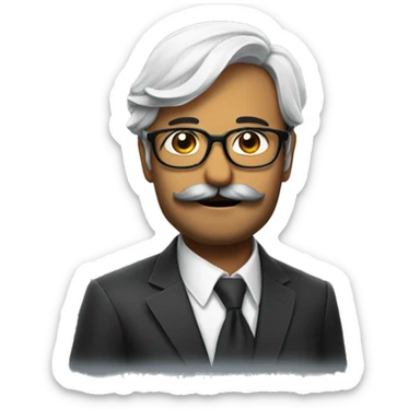 emoji with glasses and moustache, look of dhanush from jagame thandira sticker
