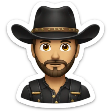 hombre con sombrero vaquero color negro y barba de candado sticker