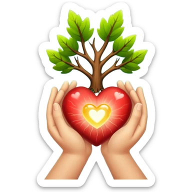 woodland spirit hands together glowing heart seed sticker