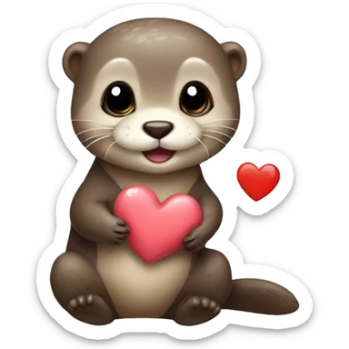 Baby otter with heart sticker