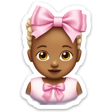 baby wearing a pink bow sticker