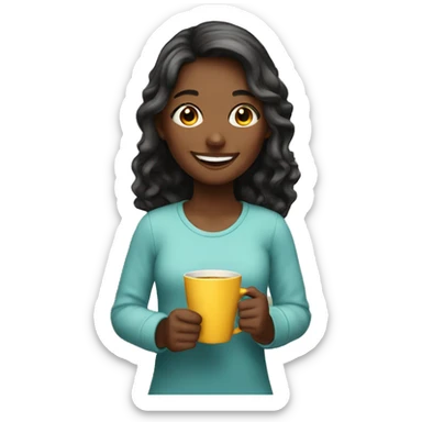 smiling girl with cup indoors sticker