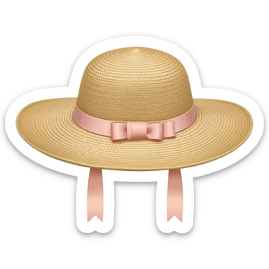 A woven sun hat with a pastel ribbon sticker