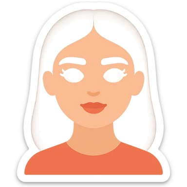 pretty girl with thick eyebrows, straight brown hair and brown eyes, curled eyelashes, color icon sticker