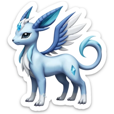 Absol-Meloetta-Glaceon-Dialga-Suicune-fusion-animal-Fakémon-hybrid-creature sticker