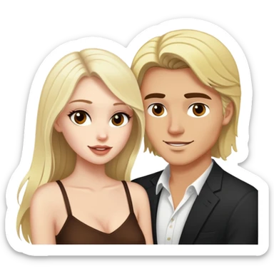 girl with long dark brown hair and pale skin flirting with a blonde man at the club sticker