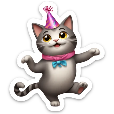 dancing cat birthday sticker