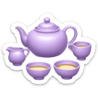 Pastel purple Oriental Tea set  sticker