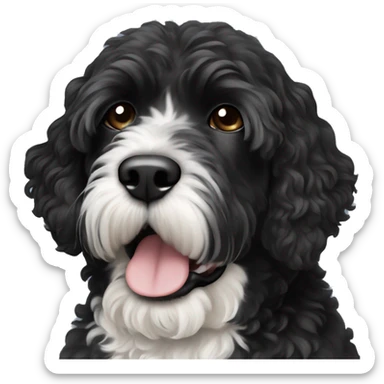black face Portuguese water dog with white chin  sticker