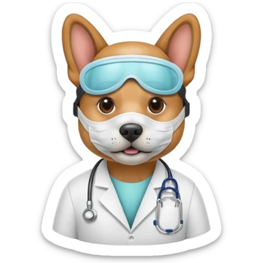 doctor dog Wearing Medical Mask sticker