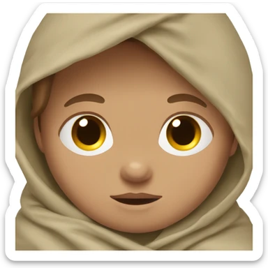 Newborn boy light skin and brown hair swaddled in khaki blanket sticker