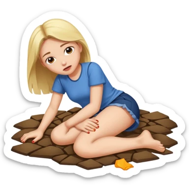 a foot crushing a girl's head on the ground sticker