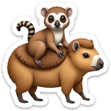 lemur riding on capybara  sticker