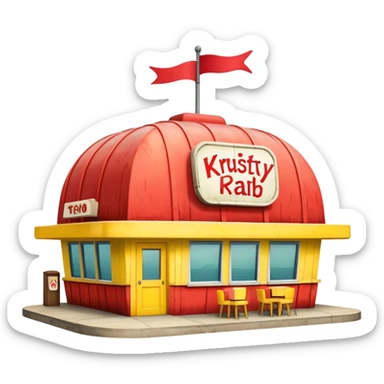 Krusty Krab restaurant from SpongeBob, anchor-shaped fast food building sticker