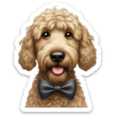 Black golden doodle with bow sticker