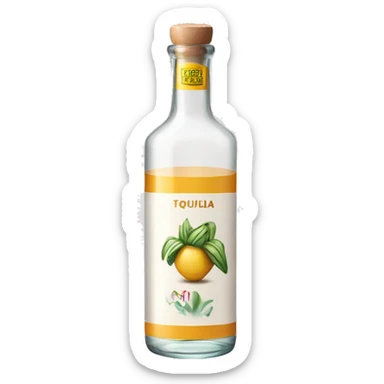 Long cylindrical tequila blanco bottle sticker
