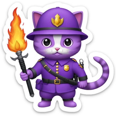 Un chat violet avec une arme a feu sticker