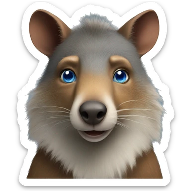 An agouti wolf with blue eyes sticker