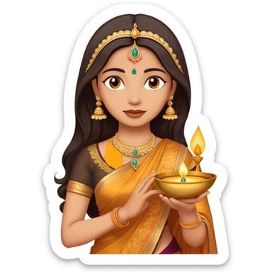 diwali woman with diwali sticker