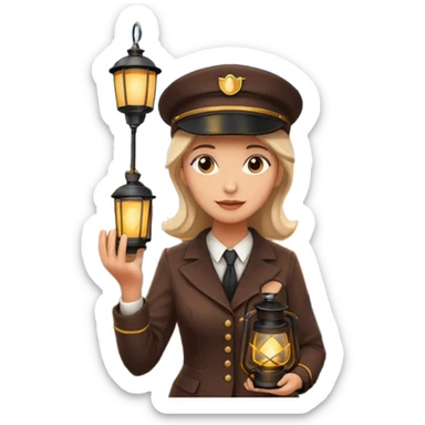 woman standing in front of a movie train starring  sticker