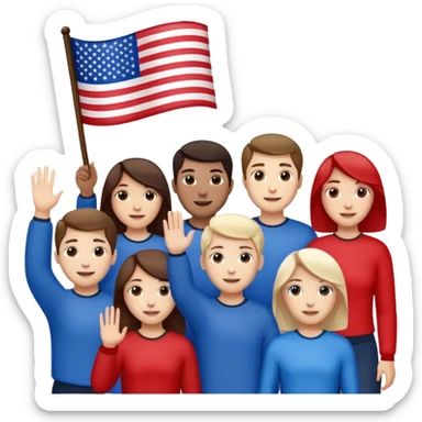 american flag hold in hands by people sticker