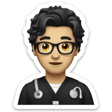 male goth scrubs with glasses sticker