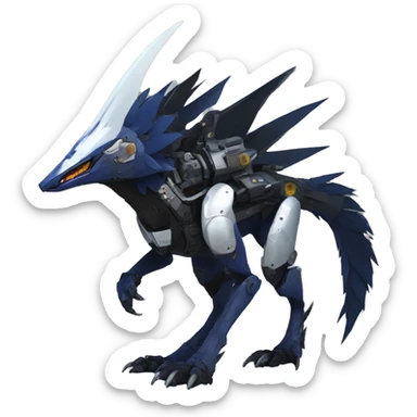 Edgy Futuristic Mechanical Sergal-raptor-nargacuga-vernid sticker
