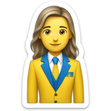 Ukrainian student wearing a suit in the color of the Ukrainian flag sticker