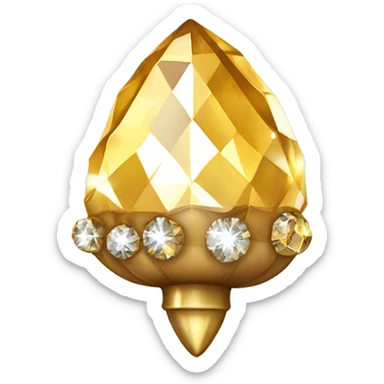 sparkling diamond Acorn like diamond with stem made of gold sticker