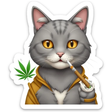 Cat smoking weed sticker