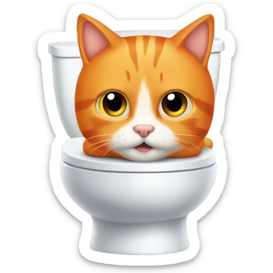 an orange cat on the toilet  sticker