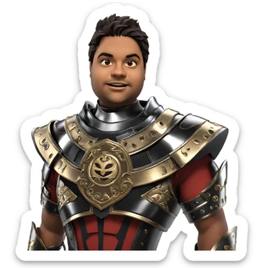 dark-skinned boy in armor sticker